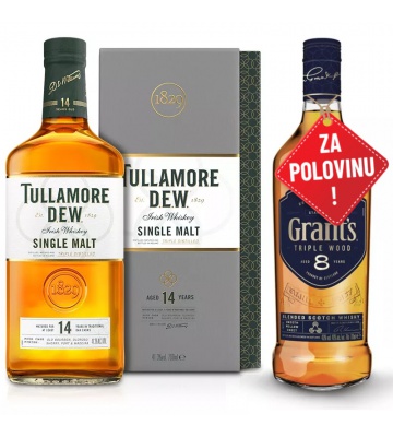 AKCE: Tullamore D.E.W. 14YO Single Malt 0,7L + Grant´s Triple Wood 8YO 0,7L za polovinu