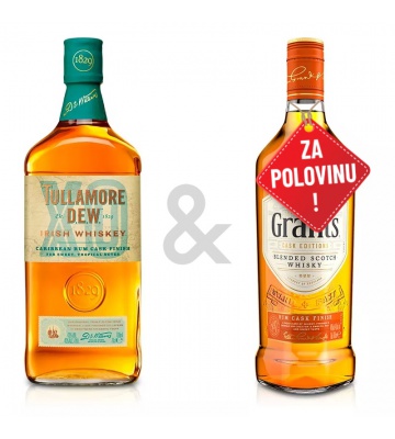 AKCE: Tullamore D.E.W. XO Rum Cask 0,7L + Grant´s Rum Cask Finish 0,7L za polovinu