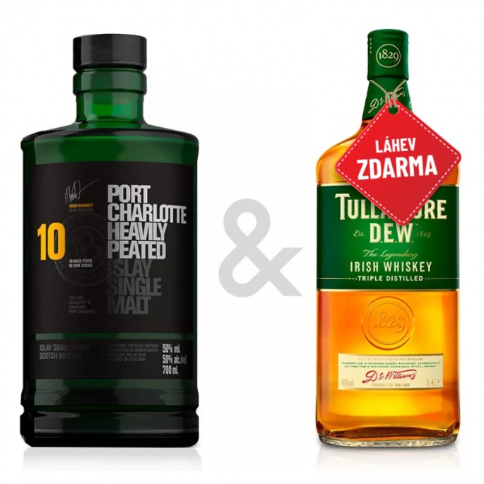 Akce 1+1: Port Charlotte 10YO 0,7L + Tullamore D.E.W. 0,7L ZDARMA