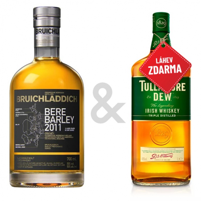 Akce 1+1: Bruichladdich Bere Barley GPK 0,7L + Tullamore D.E.W. 0,7L ZDARMA