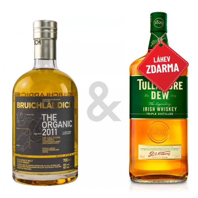 Akce 1+1: Bruichladdich Organic GPK 0,7L + Tullamore D.E.W. 0,7L ZDARMA