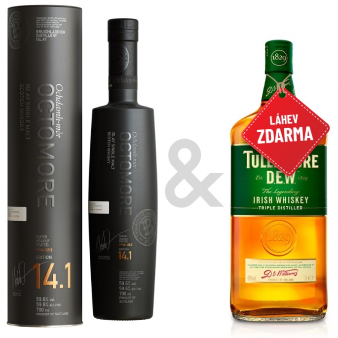 Akce 1+1: Bruichladdich Octomore 14.1 0,7L + Tullamore D.E.W. 0,7L ZDARMA