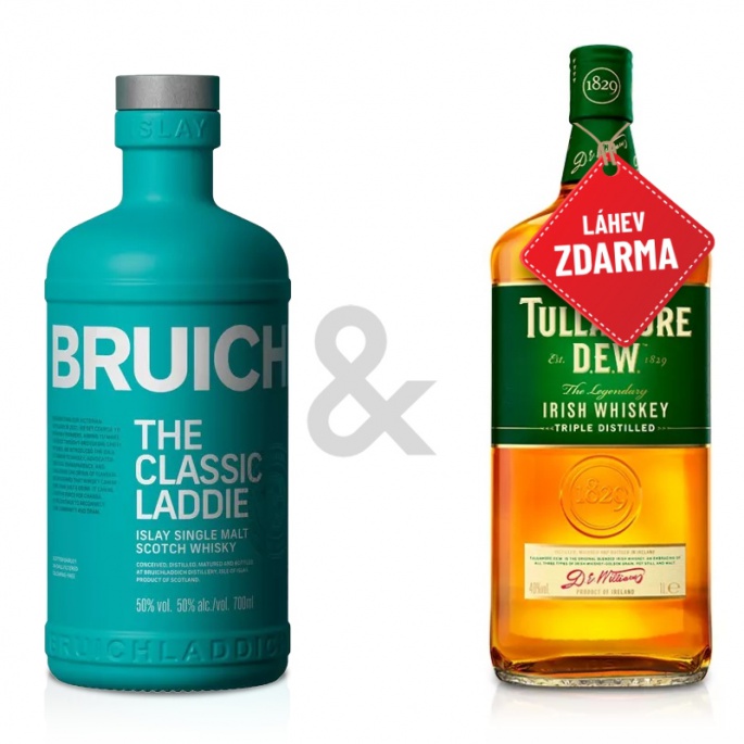 Akce 1+1: Bruichladdich The Classic Laddie 0,7L + Tullamore D.E.W. 0,7L ZDARMA
