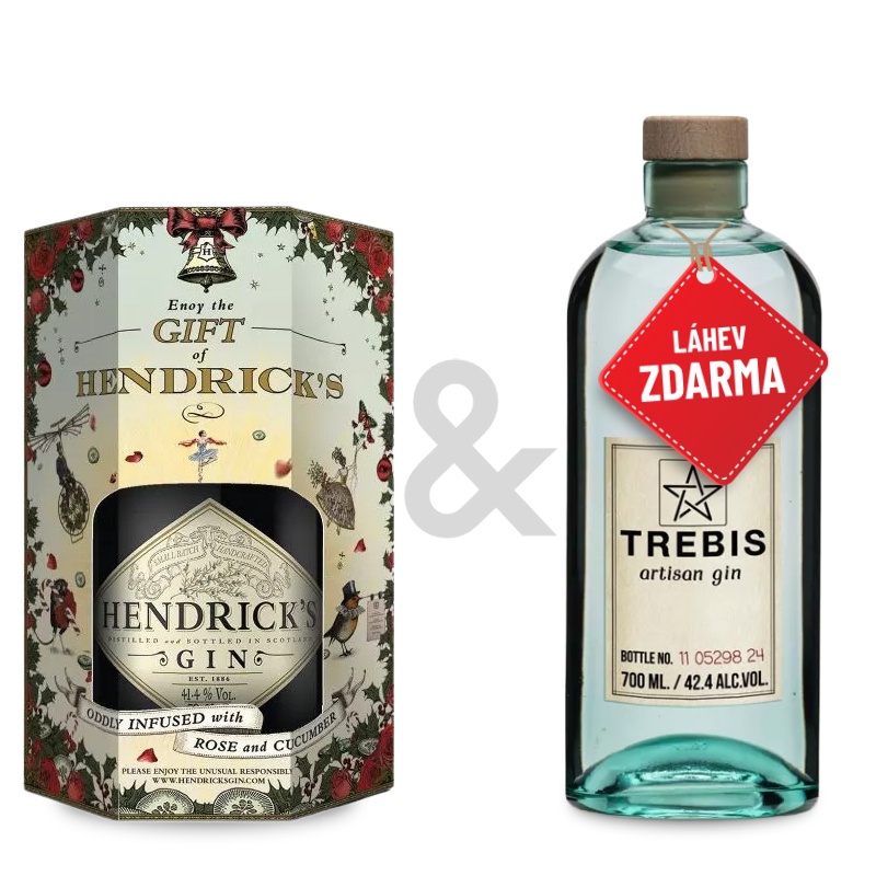 Akce 1+1: Hendrick´s Gin 0,7L v dárkové krabičce + Trebis artisan gin 0,7L ZDARMA