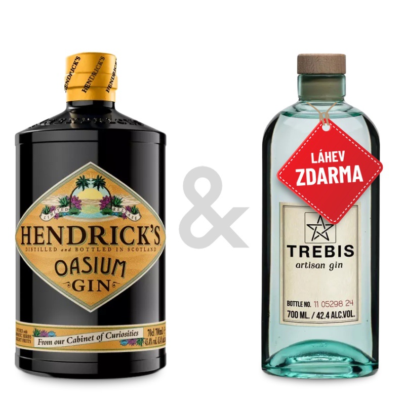 Akce 1+1: Hendrick’s Oasium 0,7L + Trebis artisan gin 0,7L ZDARMA
