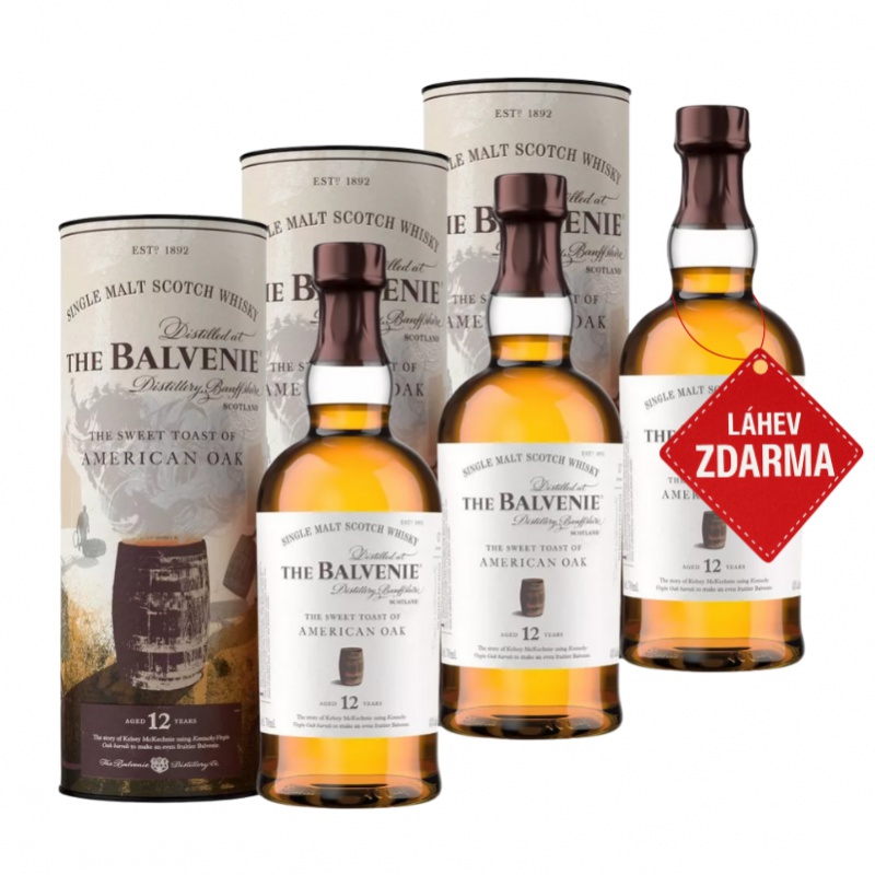 Akce 2+1: 2x Balvenie 12YO American Oak 0,7L + Balvenie 12YO American Oak 0,7L ZDARMA
