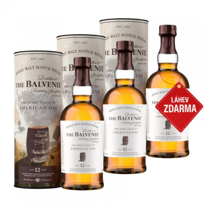 Akce 2+1: 2x Balvenie 12YO American Oak 0,7L + Balvenie 12YO American Oak 0,7L ZDARMA