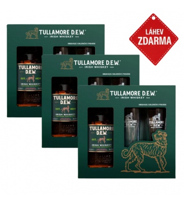 Akce 2+1: 2x Tullamore D.E.W. 0,7 L se dvěma skleničkami + Tullamore D.E.W. 0,7L ZDARMA