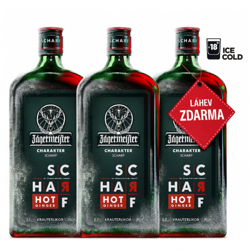 Akce 2+1: 2x Jägermeister Scharf 1L + Jägermeister ZDARMA