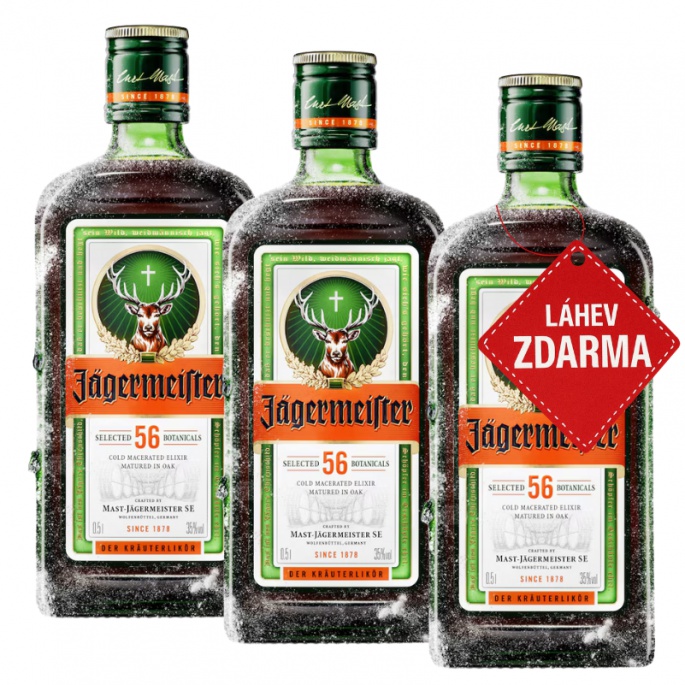Akce 2+1: 2x Jägermeister 0,5L + Jägermeister ZDARMA