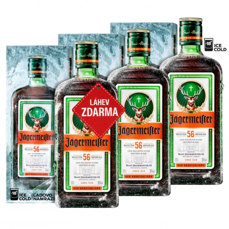 Akce 2+1: 2x Jägermeister GPK 0,5L + Jägermeister ZDARMA