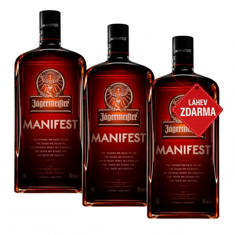Akce 2+1: 2x Jägermeister Manifest 1L + Jägermeister ZDARMA