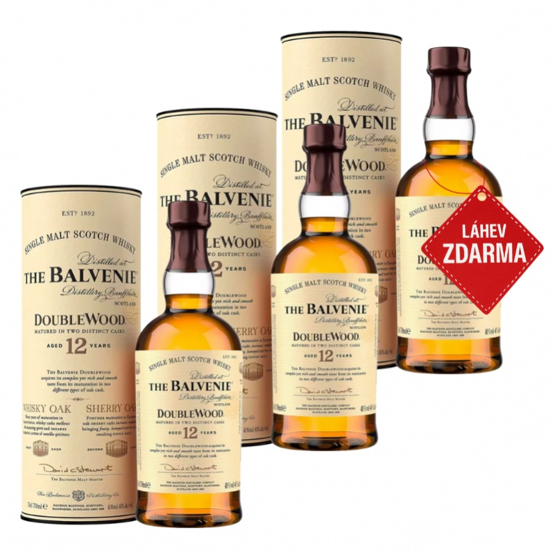 Akce 2+1: 2x Balvenie 12YO Doublewood 0,7L + Balvenie 12YO ZDARMA