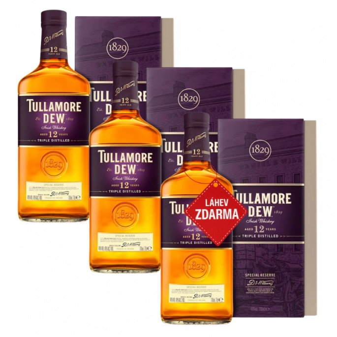 Akce 2+1: 2x Tullamore D.E.W. 12YO 0,7L + Tullamore 12YO ZDARMA