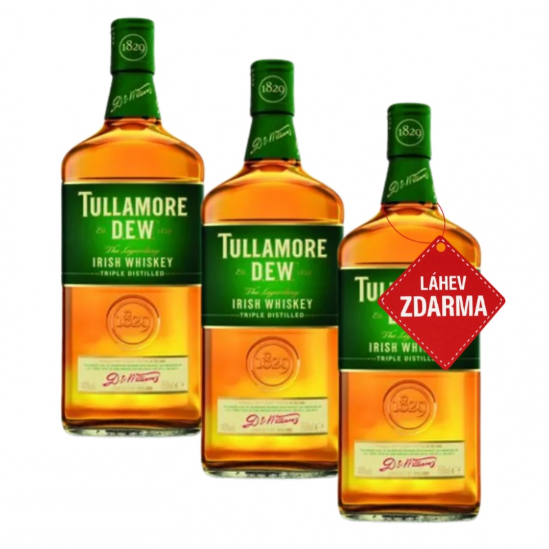 Akce 2+1: 2x Tullamore D.E.W. 0,5L + Tullamore D.E.W. ZDARMA