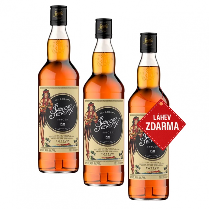 Akce 2+1: 2x Sailor Jerry Rum 0,7L + Sailor Jerry Rum ZDARMA