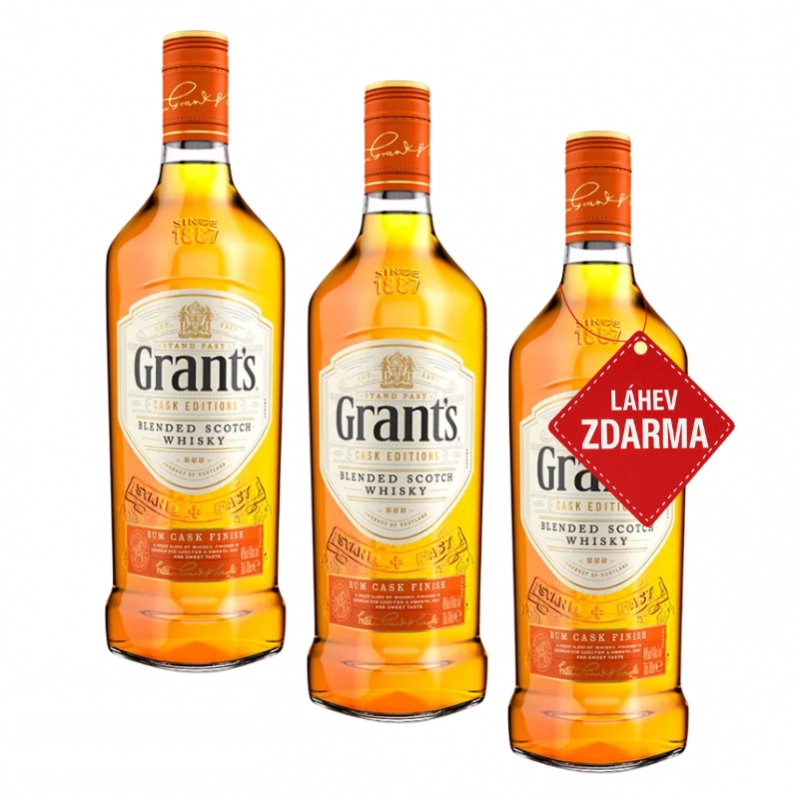 Akce 2+1: 2x Grant’s Rum Cask Finish 0,7L + Grant’s Rum Cask ZDARMA