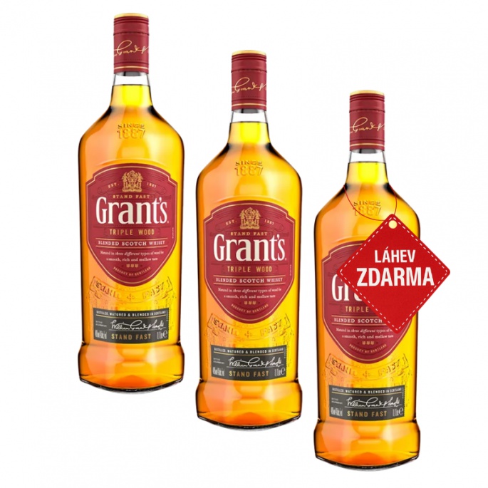 Akce 2+1: 2x Grant’s Triple Wood 1L + Grant’s Triple Wood ZDARMA