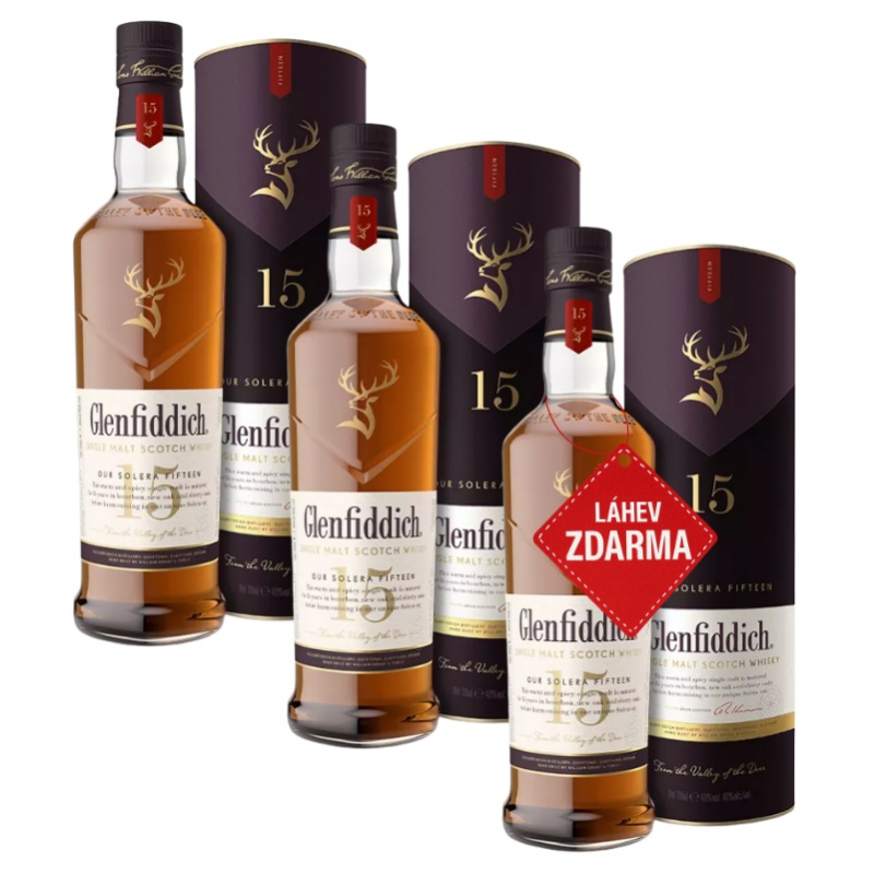 Akce 2+1: 2x Glenfiddich 15YO 0,7L + Glenfiddich 15YO ZDARMA