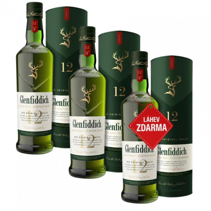 Akce 2+1: 2x Glenfiddich 12YO 0,7L + Glenfiddich 12YO ZDARMA