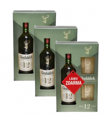 Akce 2+1: 2x Glenfiddich 12YO se dvěma skleničkami + Glenfiddich 12YO ZDARMA