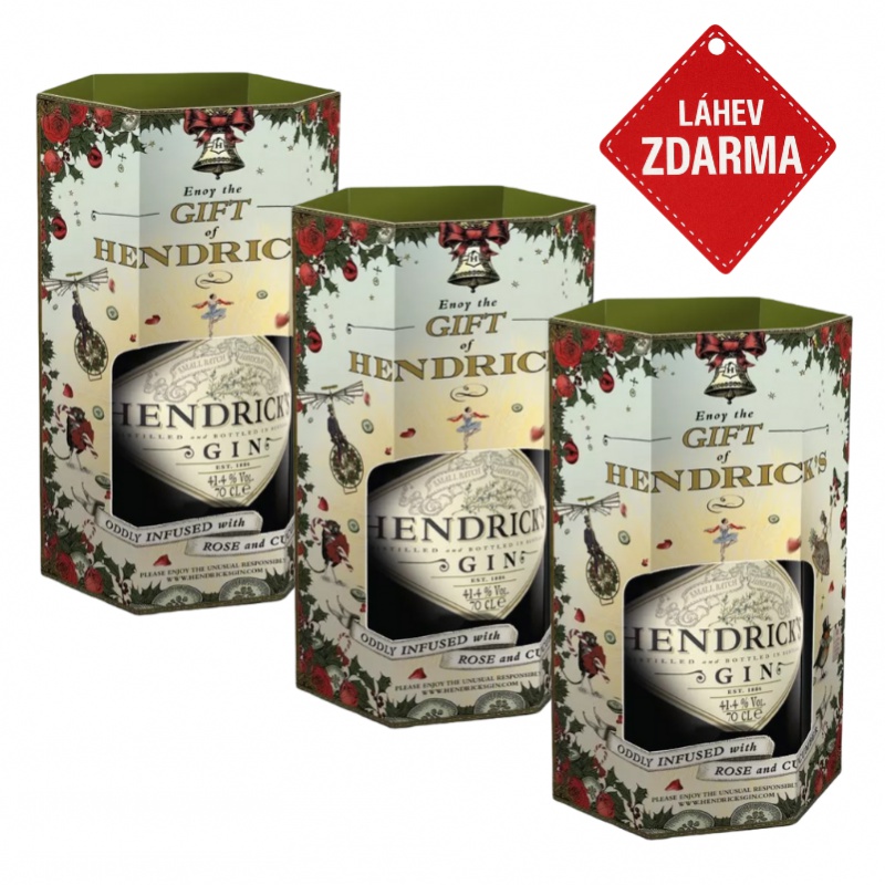 Akce 2+1: 2x Hendrick’s Gin 0,7L v dárkové krabičce + Hendrick’s Gin 0,7L ZDARMA