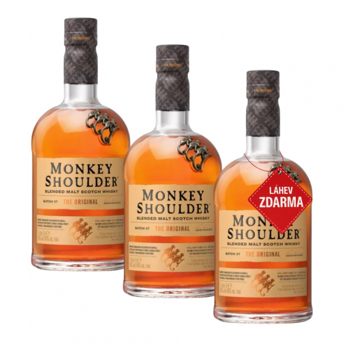 Akce 2+1: 2x Monkey Shoulder 1L + Monkey Shoulder 1L ZDARMA