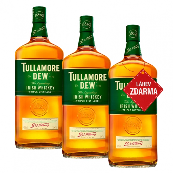 Akce 2+1: 2x Tullamore D.E.W. 1L + Tullamore D.E.W. 1L ZDARMA