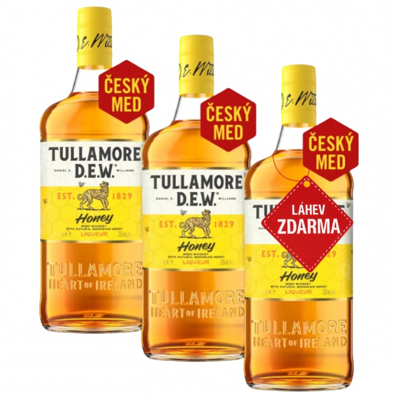 Akce 2+1: 2x Tullamore D.E.W. Honey 0,7L + Tullamore Honey 0,7L ZDARMA