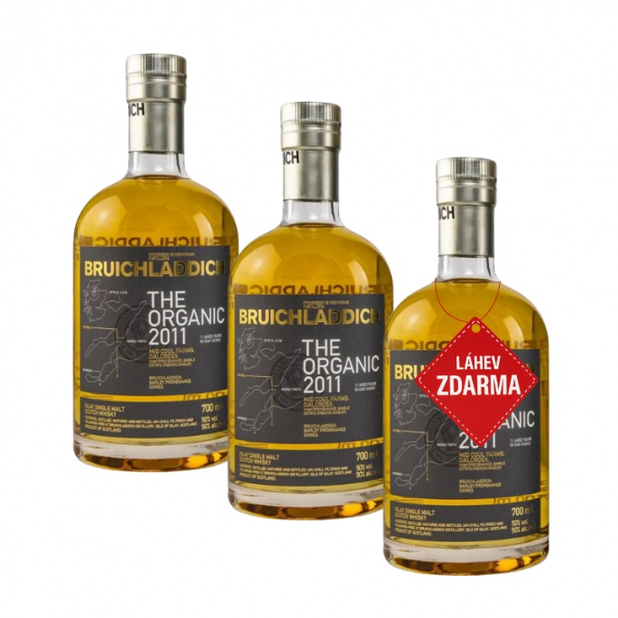 Akce 2+1: 2× Bruichladdich Organic GPK 0,7 L 50 % + Bruichladdich Organic 0,7 L ZDARMA