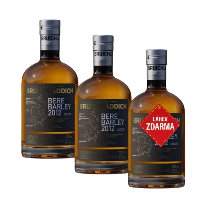 Akce 2+1: 2× Bruichladdich Bere Barley GPK 0,7L 50 % + Bruichladdich Barley 0,7L ZDARMA