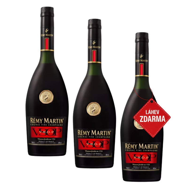 Akce 2+1: 2× Rémy Martin VSOP 0,7 L 40 % + Rémy Martin VSOP 0,7 L ZDARMA
