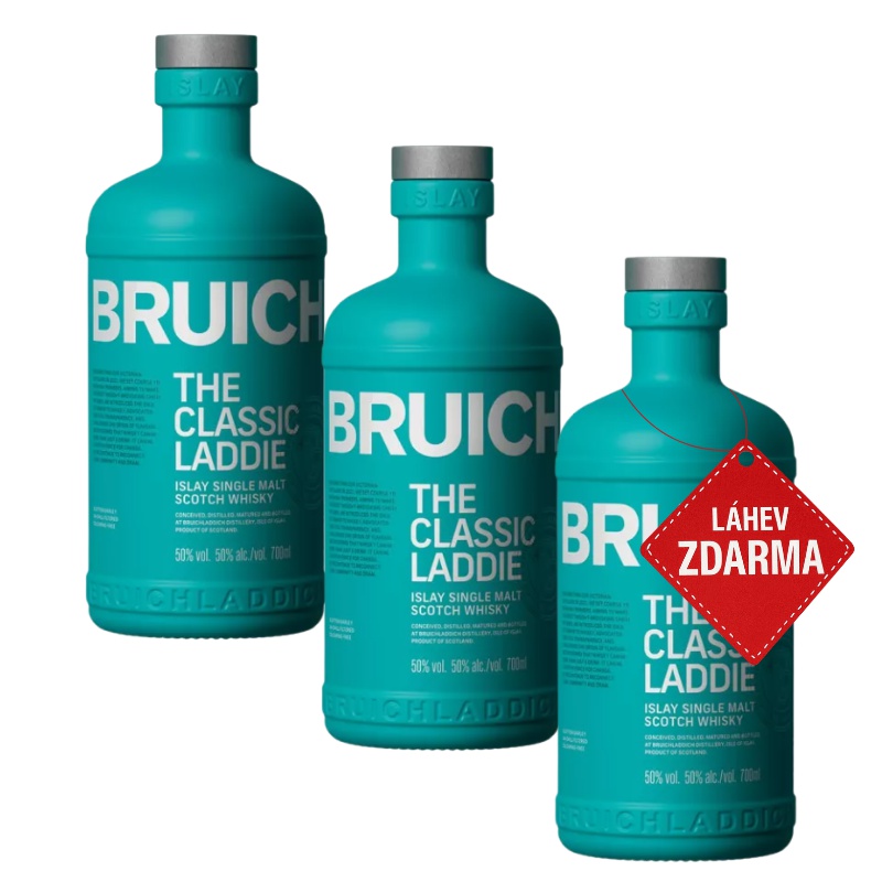 Akce 2+1: 2× Bruichladdich The Classic Laddie 0,7 L 50 % + Bruichladdich 0,7 L ZDARMA