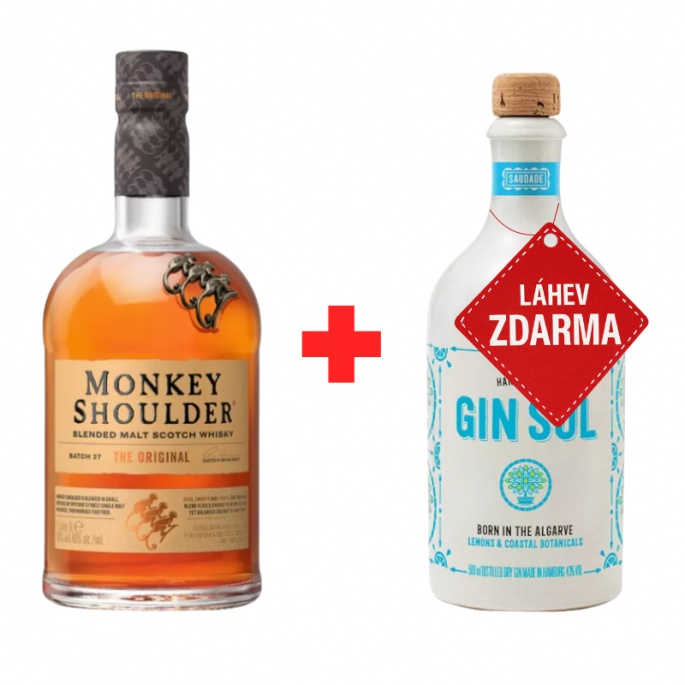 Akce 1+1: Monkey Shoulder 1L 40% + Gin Sul 0,5L 43% ZDARMA