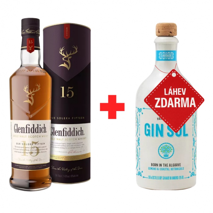 Akce 1+1: Glenfiddich 15YO 0,7L 40% + Gin Sul 0,5L 43% ZDARMA