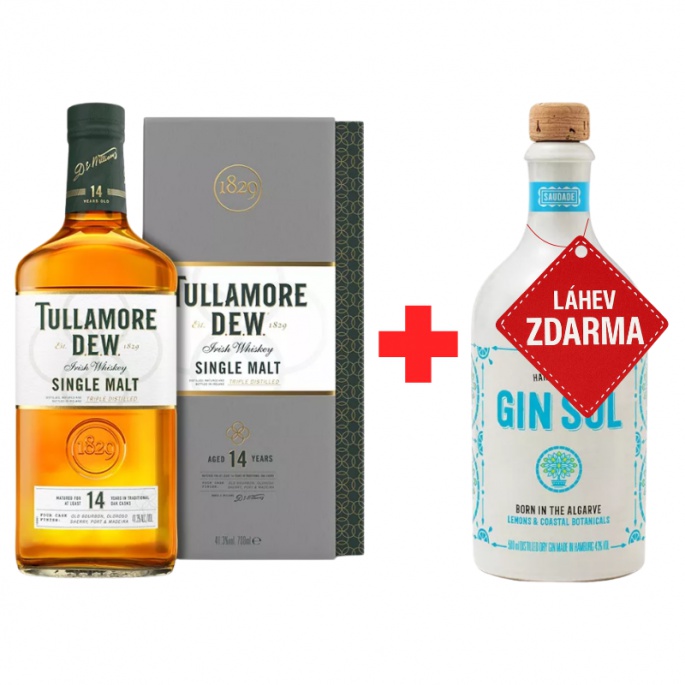 Akce 1+1: Tullamore D.E.W. 14YO Single Malt 0,7L 41,3% + Gin Sul 0,5L 43% ZDARMA
