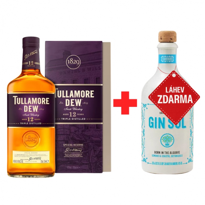 Akce 1+1: Tullamore D.E.W. 12YO 0,7L 40% + Gin Sul 0,5L 43% ZDARMA