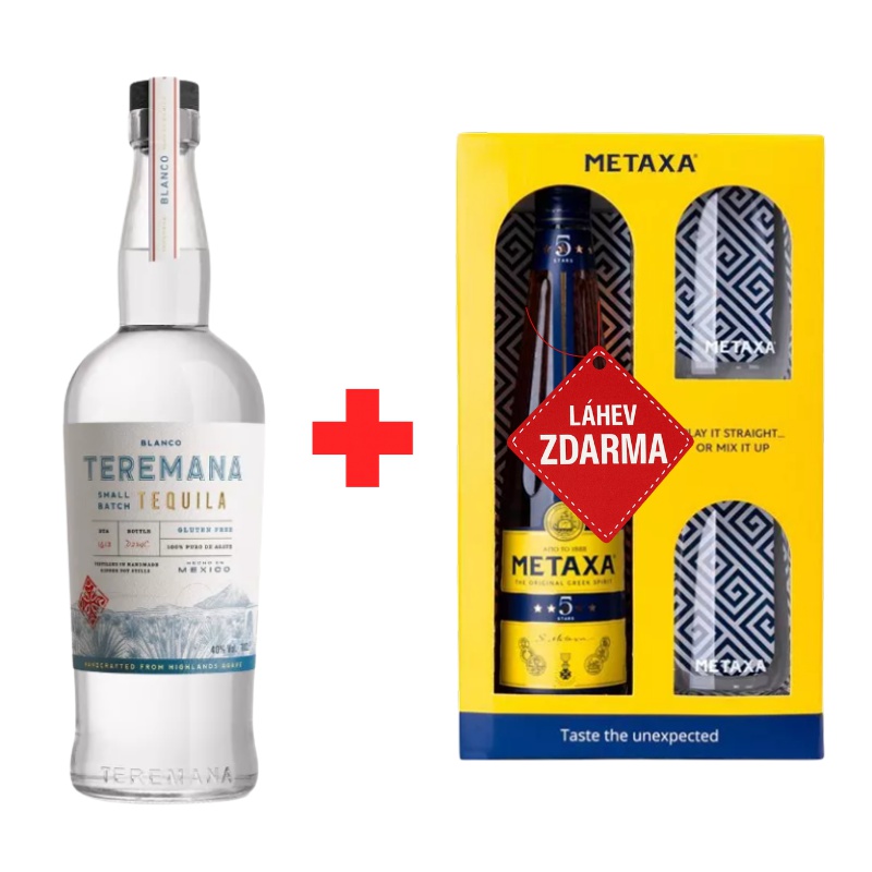 Akce 1+1: Teremana Blanco by Dwayne Johnson 0,7L 40% + Metaxa 5 Star 0,7L 38% ZDARMA