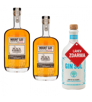 Akce 2+1: 2× Mount Gay Black Barrel 0,7L 43% + Gin Sul 0,5L 43% ZDARMA