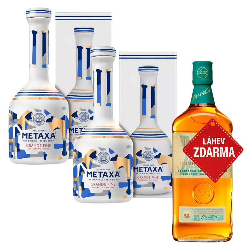 Akce 2+1: 2× Metaxa Grande Fine 0,7L 40% + rum TD XO RumCask ZDARMA
