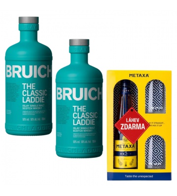 Akce 2+1 2× Bruichladdich Classic Laddie 0,7L 50% + Metaxa 5* 0,7L 38% + 2 skeničky ZDARMA