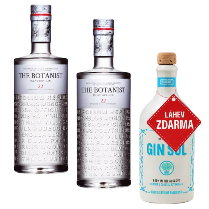 Akce 2+1: 2× The Botanist Islay Dry Gin 0,7L 46% + Gin Sul 0,5L 43% ZDARMA