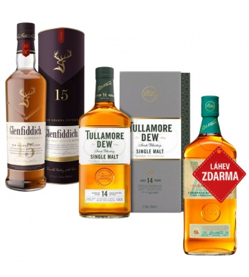 Akce 2+1: Glenfiddich 15YO 0,7L 40% + Tullamore D.E.W. 14YO + XO Rum Cask 0,7L ZDARMA