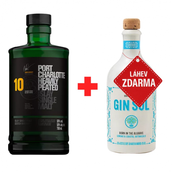Akce 1+1: Port Charlotte 10YO 0,7L 50% + Gin Sul 0,5L 43% ZDARMA