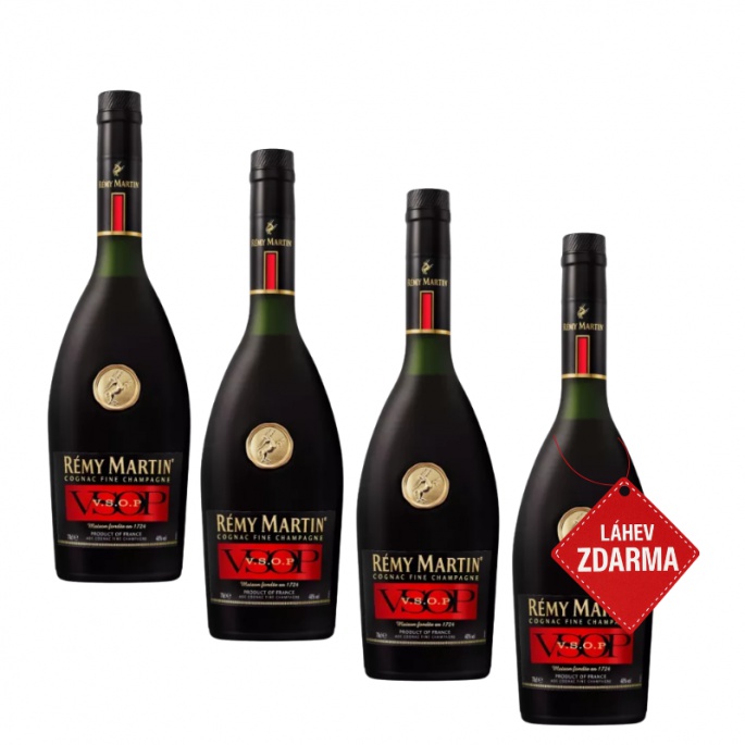 Akce 3+1: 3× Rémy Martin VSOP 0,7 L 40 % + Rémy Martin VSOP 0,7 L ZDARMA
