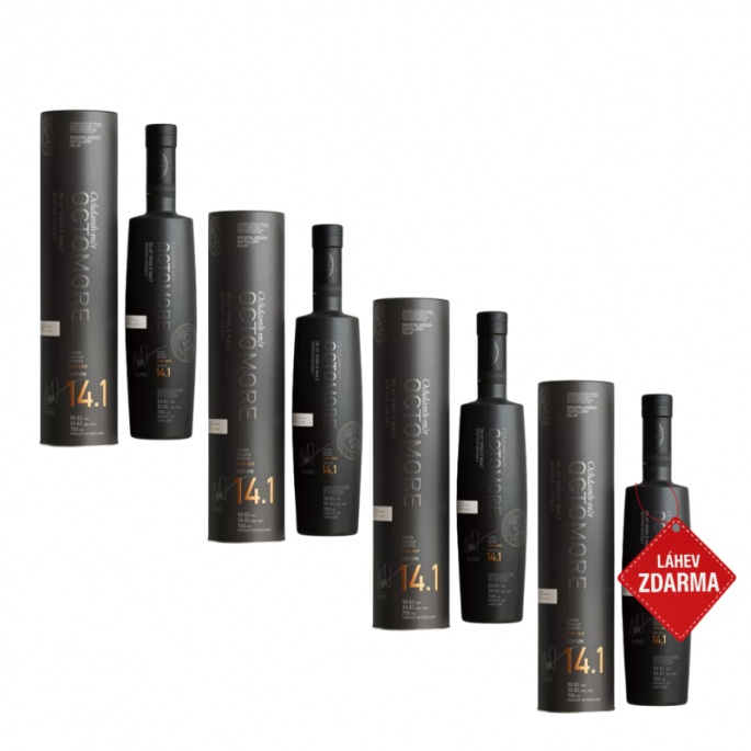 Akce 3+1: 3× Bruichladdich Octomore 14.1 0,7 L 59,6 % + Bruichladdich Octomore 0,7L ZDARMA