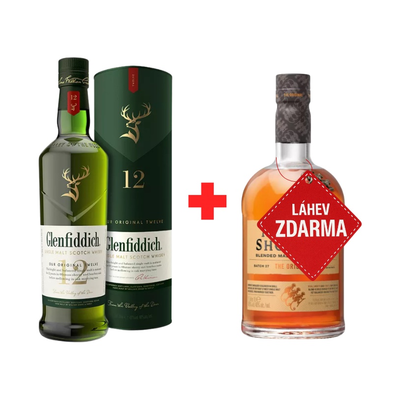 Akce 1+1 ZDARMA: Glenfiddich 12YO 0,7 L 40 % + Monkey Shoulder 1 L ZDARMA