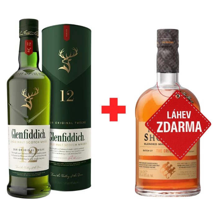 Akce 1+1 ZDARMA: Glenfiddich 12YO 0,7 L 40 % + Monkey Shoulder 1 L ZDARMA