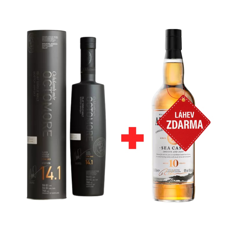 Akce 1+1 ZDARMA: Bruichladdich Octomore 14.1 0,7 L 59,6 % + Aerstone Sea Cask 0,7 L ZDARMA