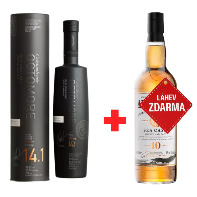 Akce 1+1 ZDARMA: Bruichladdich Octomore 14.1 0,7 L 59,6 % + Aerstone Sea Cask 0,7 L ZDARMA